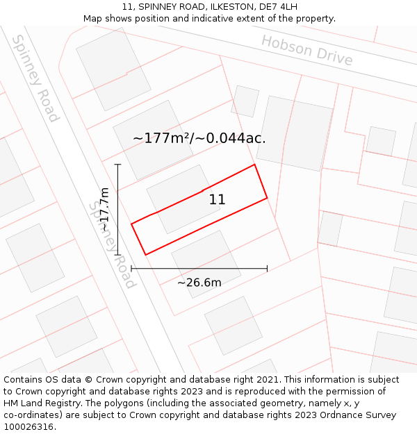 11, SPINNEY ROAD, ILKESTON, DE7 4LH: Plot and title map