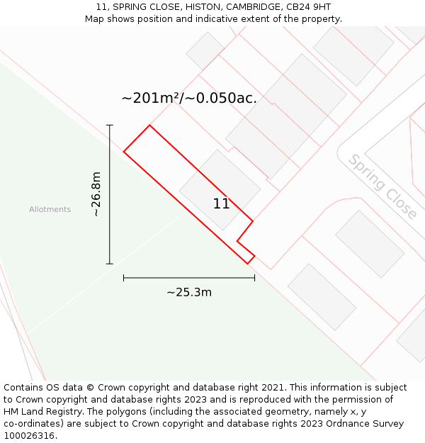 11, SPRING CLOSE, HISTON, CAMBRIDGE, CB24 9HT: Plot and title map