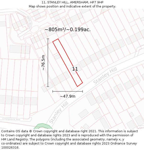 11, STANLEY HILL, AMERSHAM, HP7 9HP: Plot and title map