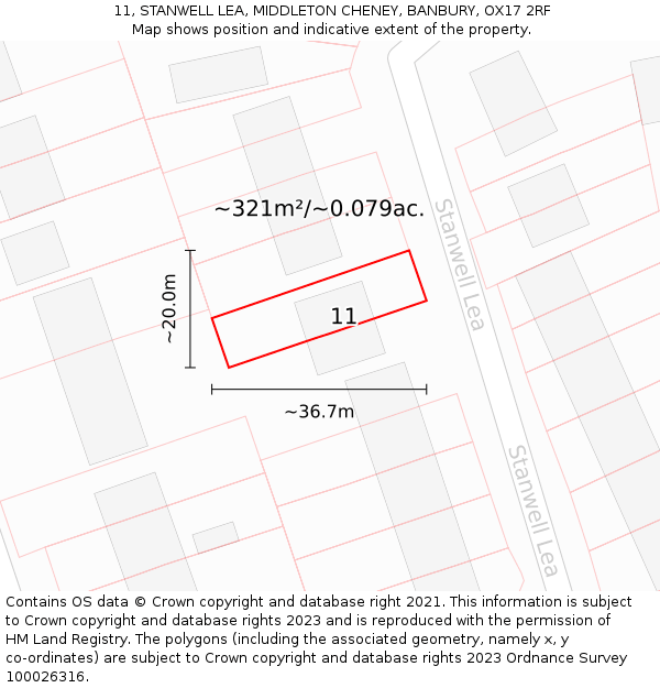 11, STANWELL LEA, MIDDLETON CHENEY, BANBURY, OX17 2RF: Plot and title map