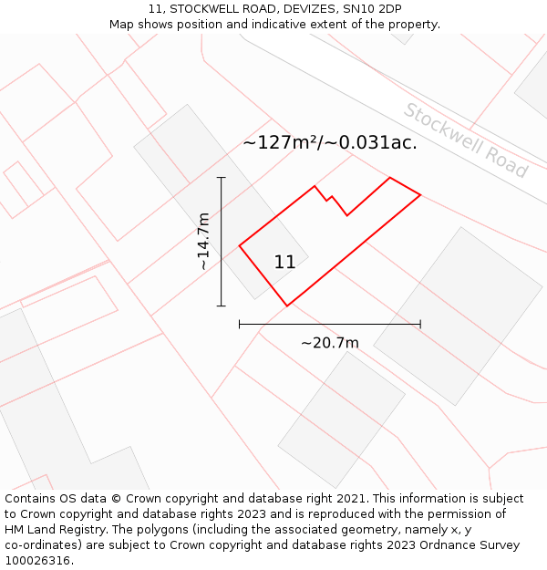 11, STOCKWELL ROAD, DEVIZES, SN10 2DP: Plot and title map