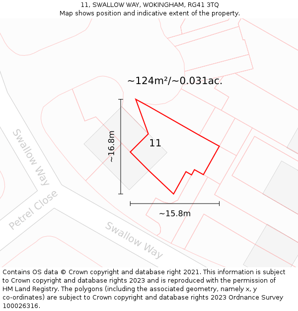 11, SWALLOW WAY, WOKINGHAM, RG41 3TQ: Plot and title map