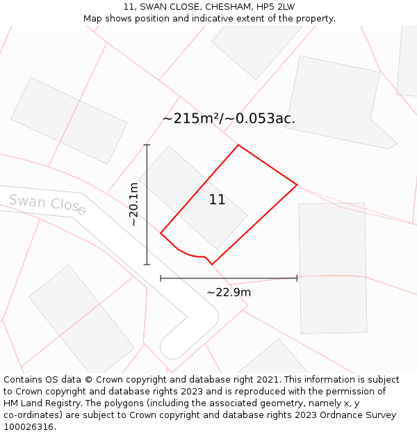 11, SWAN CLOSE, CHESHAM, HP5 2LW: Plot and title map