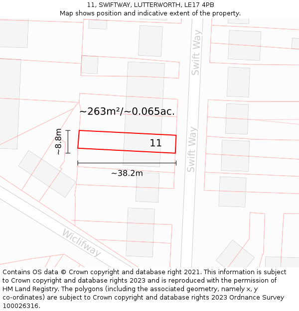 11, SWIFTWAY, LUTTERWORTH, LE17 4PB: Plot and title map