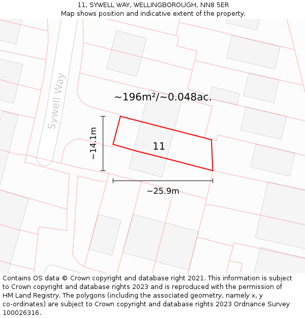 11, SYWELL WAY, WELLINGBOROUGH, NN8 5ER: Plot and title map