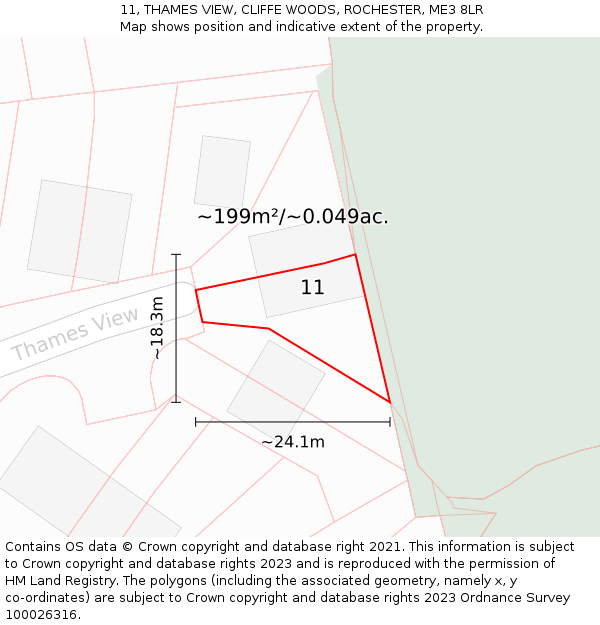 11, THAMES VIEW, CLIFFE WOODS, ROCHESTER, ME3 8LR: Plot and title map