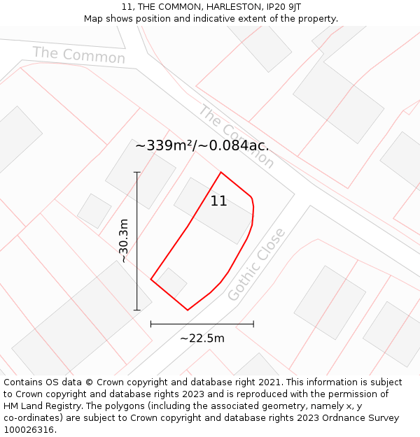11, THE COMMON, HARLESTON, IP20 9JT: Plot and title map