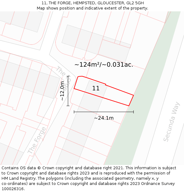 11, THE FORGE, HEMPSTED, GLOUCESTER, GL2 5GH: Plot and title map