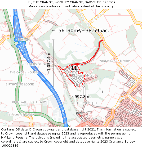 11, THE GRANGE, WOOLLEY GRANGE, BARNSLEY, S75 5QP: Plot and title map