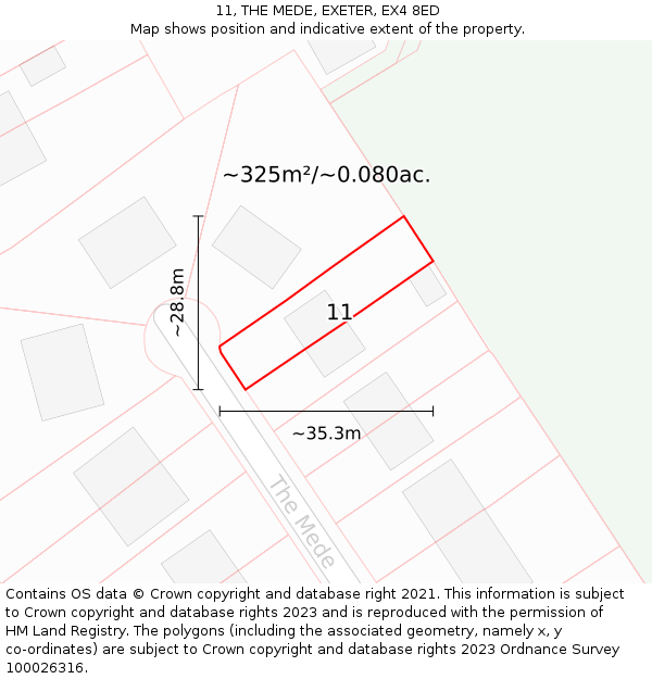 11, THE MEDE, EXETER, EX4 8ED: Plot and title map