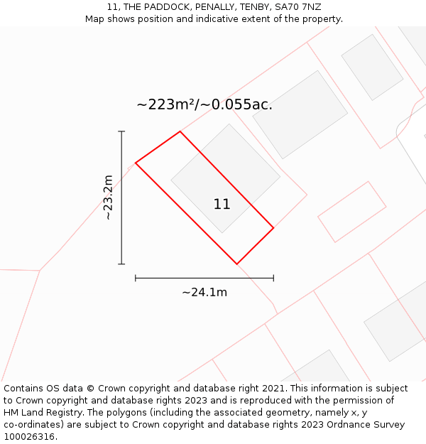 11, THE PADDOCK, PENALLY, TENBY, SA70 7NZ: Plot and title map