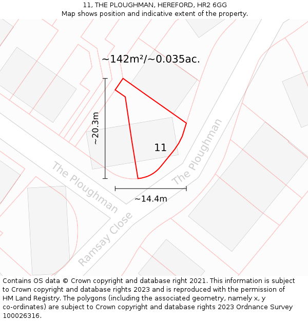 11, THE PLOUGHMAN, HEREFORD, HR2 6GG: Plot and title map