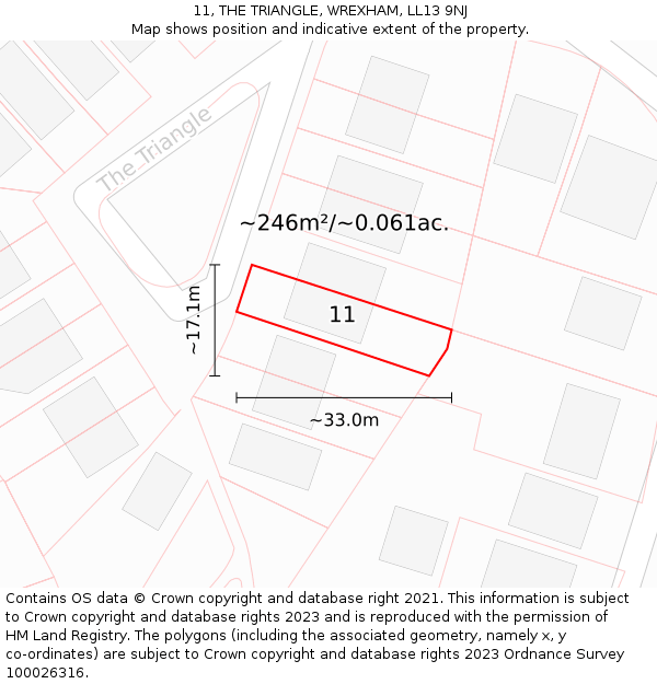 11, THE TRIANGLE, WREXHAM, LL13 9NJ: Plot and title map