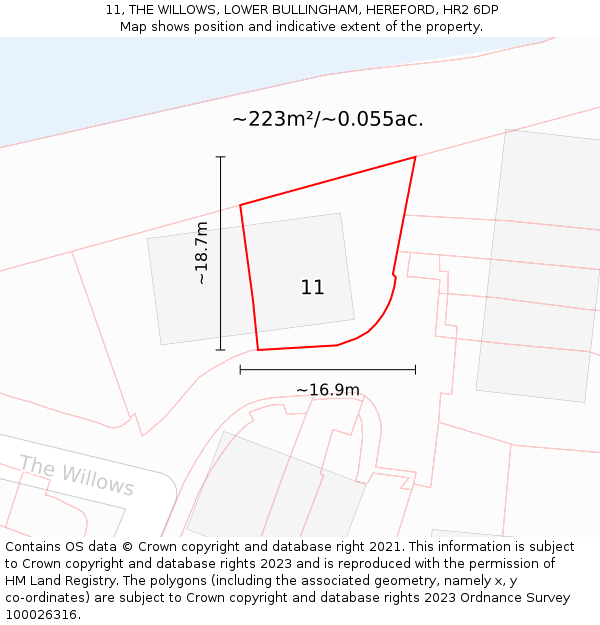 11, THE WILLOWS, LOWER BULLINGHAM, HEREFORD, HR2 6DP: Plot and title map