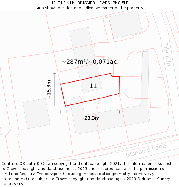 11, TILE KILN, RINGMER, LEWES, BN8 5LR: Plot and title map