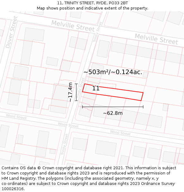 11, TRINITY STREET, RYDE, PO33 2BT: Plot and title map