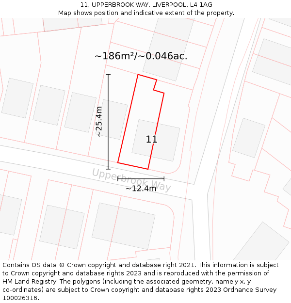 11, UPPERBROOK WAY, LIVERPOOL, L4 1AG: Plot and title map