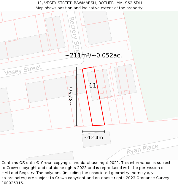 11, VESEY STREET, RAWMARSH, ROTHERHAM, S62 6DH: Plot and title map