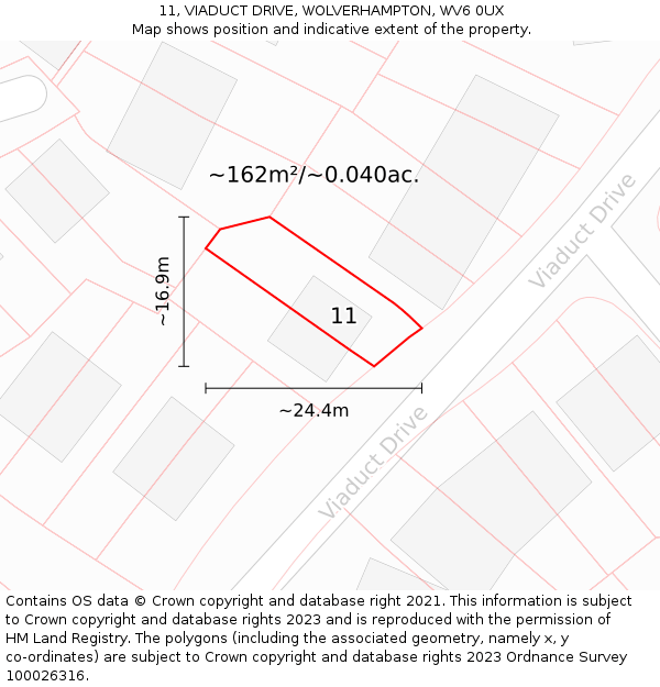 11, VIADUCT DRIVE, WOLVERHAMPTON, WV6 0UX: Plot and title map