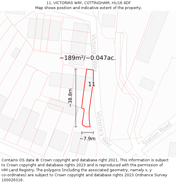 11, VICTORIAS WAY, COTTINGHAM, HU16 4DF: Plot and title map