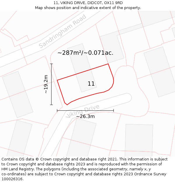 11, VIKING DRIVE, DIDCOT, OX11 9RD: Plot and title map