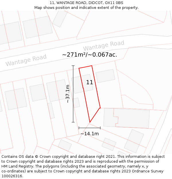 11, WANTAGE ROAD, DIDCOT, OX11 0BS: Plot and title map