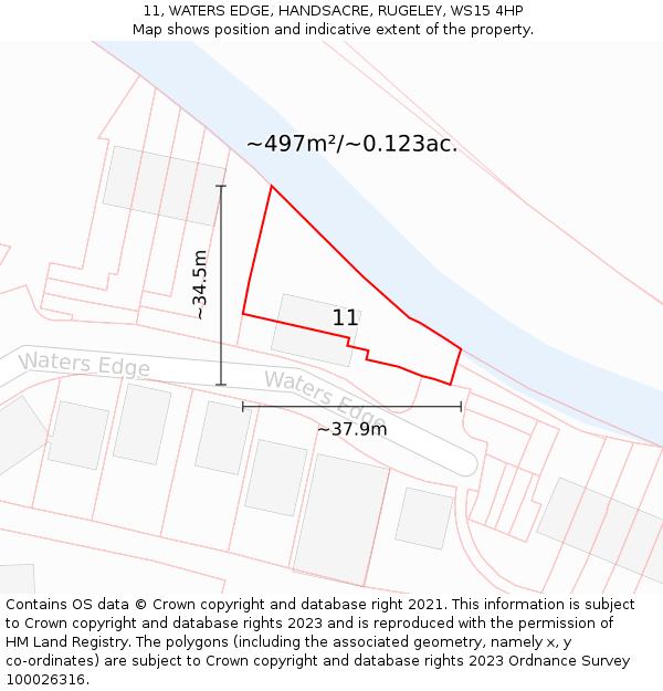 11, WATERS EDGE, HANDSACRE, RUGELEY, WS15 4HP: Plot and title map