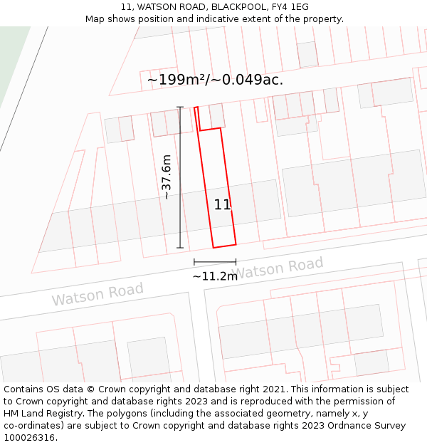 11, WATSON ROAD, BLACKPOOL, FY4 1EG: Plot and title map