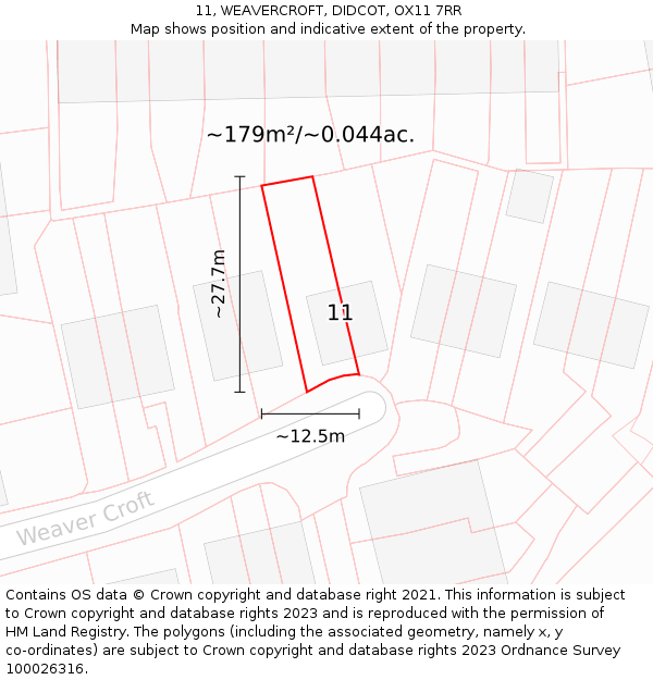 11, WEAVERCROFT, DIDCOT, OX11 7RR: Plot and title map