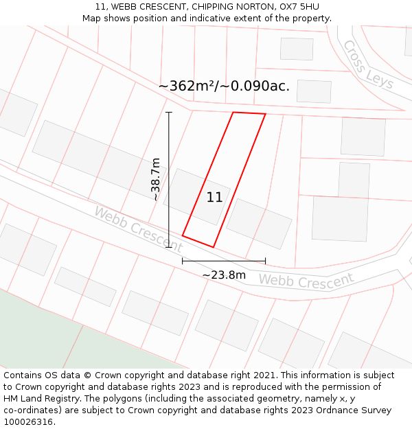 11, WEBB CRESCENT, CHIPPING NORTON, OX7 5HU: Plot and title map