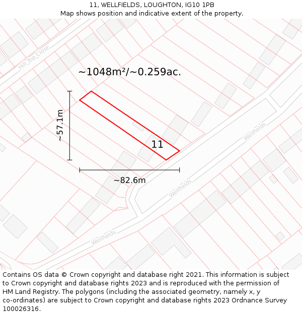 11, WELLFIELDS, LOUGHTON, IG10 1PB: Plot and title map