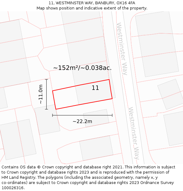 11, WESTMINSTER WAY, BANBURY, OX16 4FA: Plot and title map