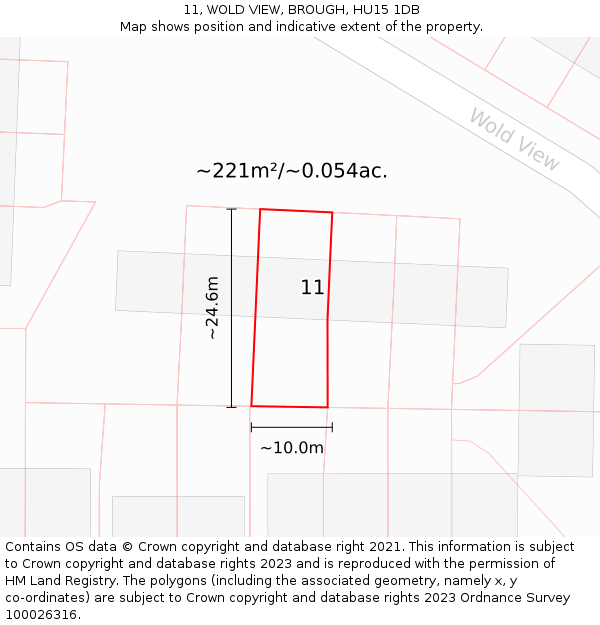 11, WOLD VIEW, BROUGH, HU15 1DB: Plot and title map