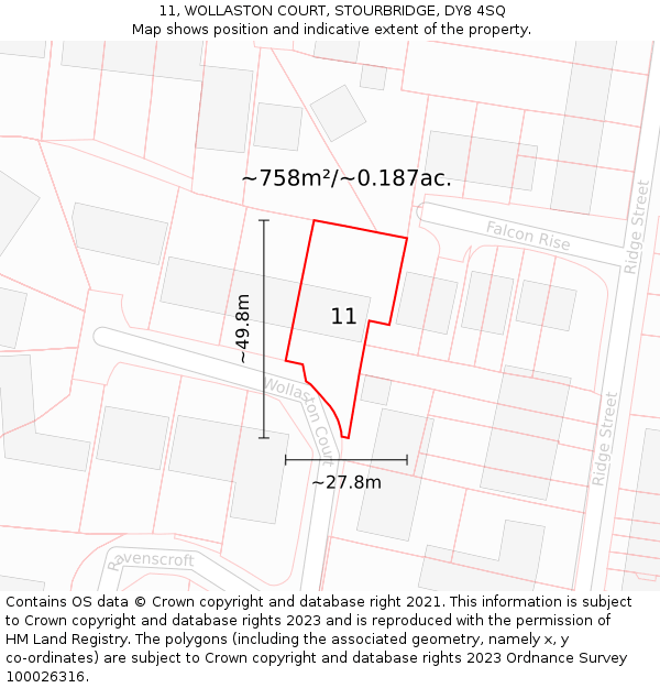 11, WOLLASTON COURT, STOURBRIDGE, DY8 4SQ: Plot and title map