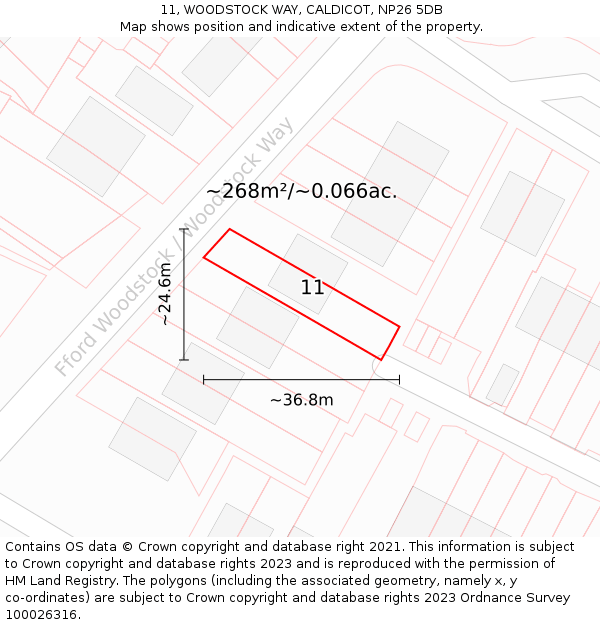 11, WOODSTOCK WAY, CALDICOT, NP26 5DB: Plot and title map