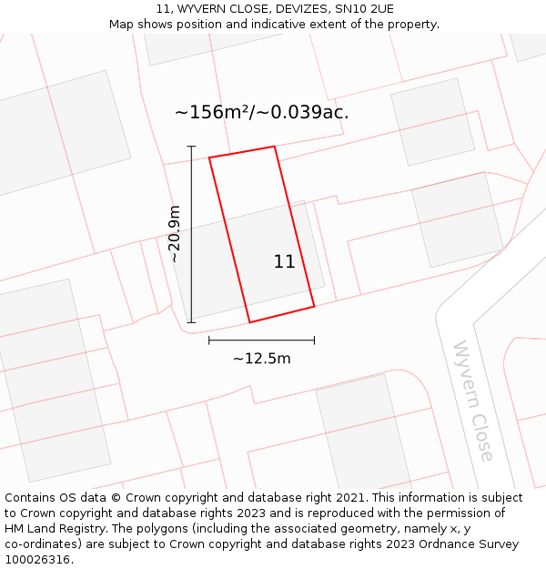 11, WYVERN CLOSE, DEVIZES, SN10 2UE: Plot and title map
