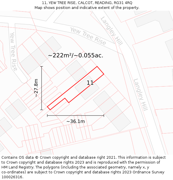 11, YEW TREE RISE, CALCOT, READING, RG31 4RQ: Plot and title map