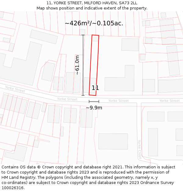 11, YORKE STREET, MILFORD HAVEN, SA73 2LL: Plot and title map