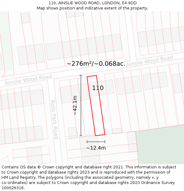 110, AINSLIE WOOD ROAD, LONDON, E4 9DD: Plot and title map