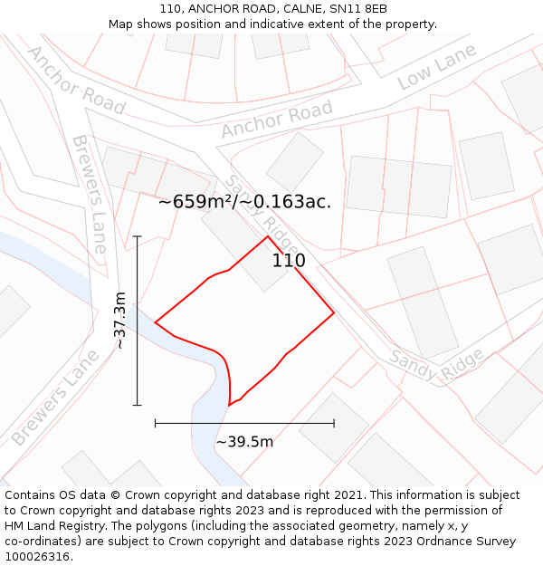 110, ANCHOR ROAD, CALNE, SN11 8EB: Plot and title map
