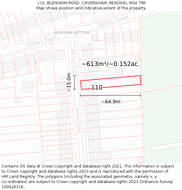110, BLENHEIM ROAD, CAVERSHAM, READING, RG4 7RR: Plot and title map