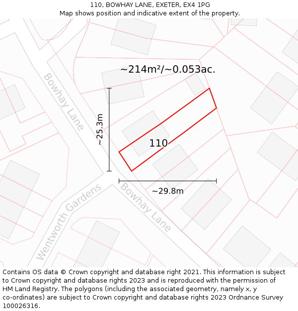 110, BOWHAY LANE, EXETER, EX4 1PG: Plot and title map