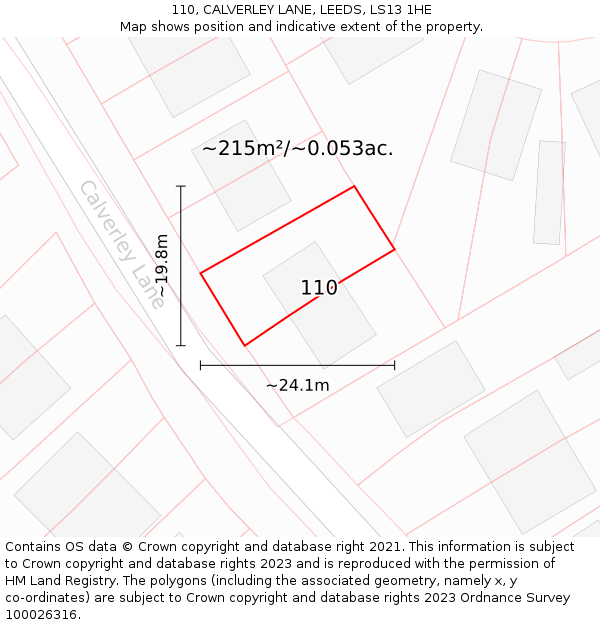 110, CALVERLEY LANE, LEEDS, LS13 1HE: Plot and title map