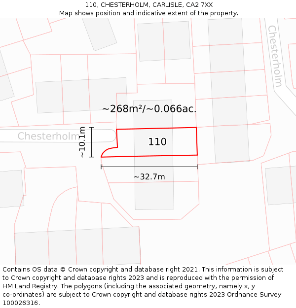 110, CHESTERHOLM, CARLISLE, CA2 7XX: Plot and title map