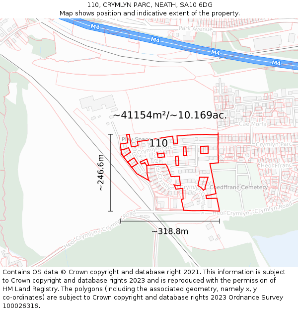 110, CRYMLYN PARC, NEATH, SA10 6DG: Plot and title map