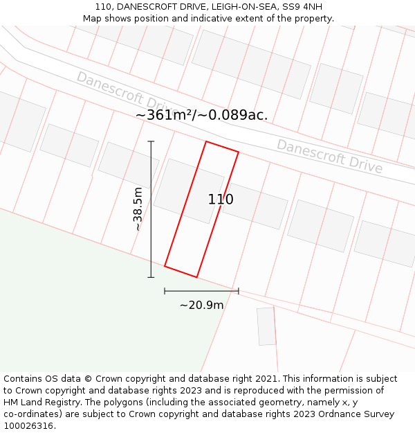 110, DANESCROFT DRIVE, LEIGH-ON-SEA, SS9 4NH: Plot and title map