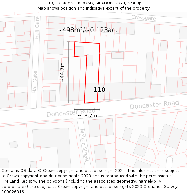 110, DONCASTER ROAD, MEXBOROUGH, S64 0JS: Plot and title map