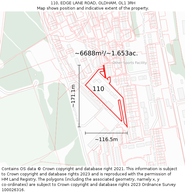 110, EDGE LANE ROAD, OLDHAM, OL1 3RH: Plot and title map