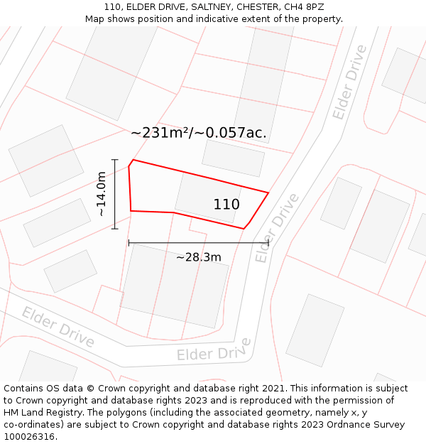 110, ELDER DRIVE, SALTNEY, CHESTER, CH4 8PZ: Plot and title map