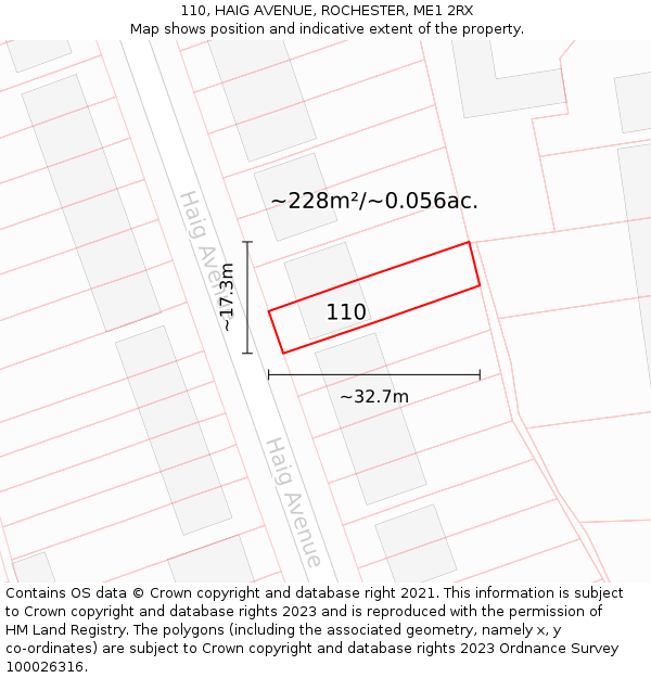 110, HAIG AVENUE, ROCHESTER, ME1 2RX: Plot and title map